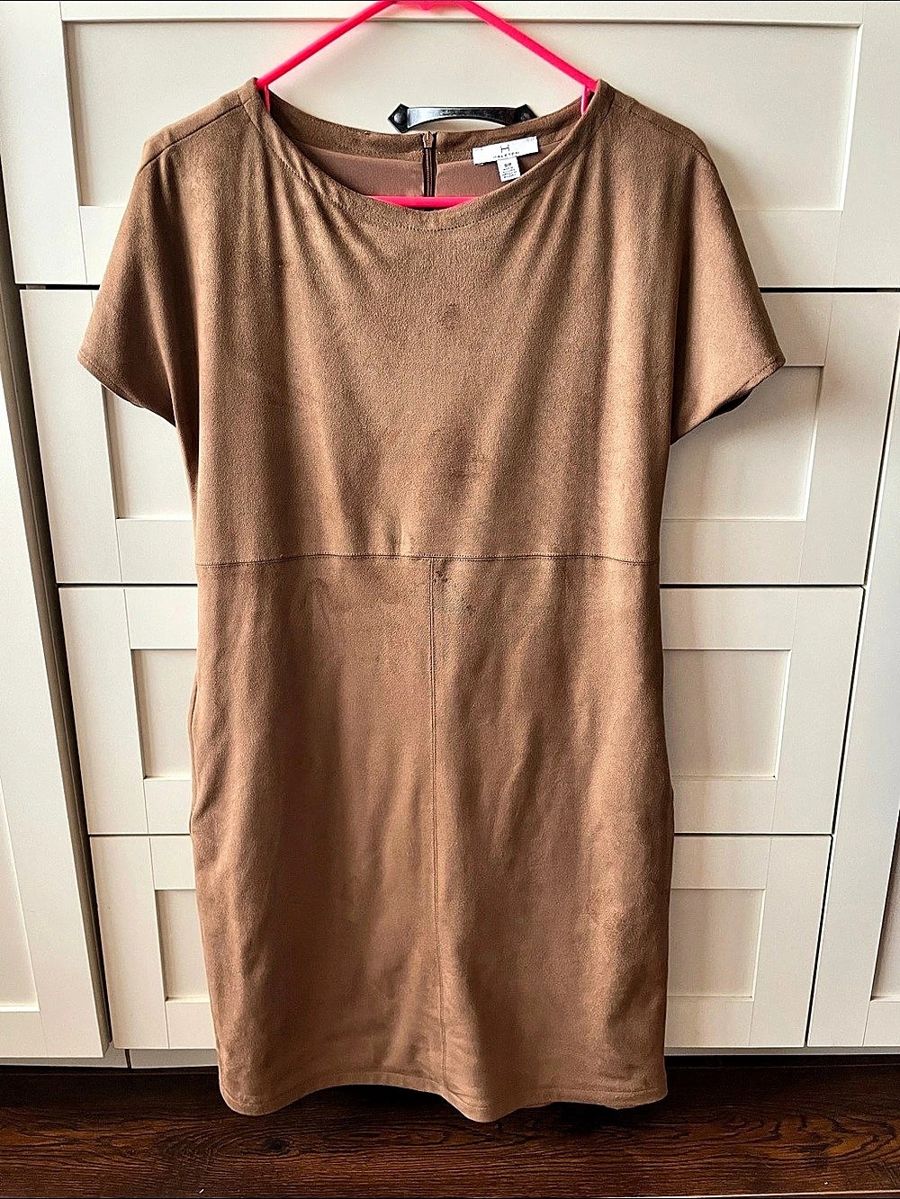 Halston Mini Shift Dress in Brown